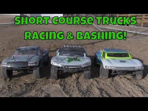 RC Short Course Trucks, Racing & Bashing At Track