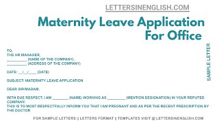 Maternity Leave Application For Office