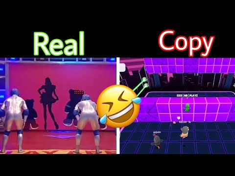 Stumble guys block dash real life vs copy