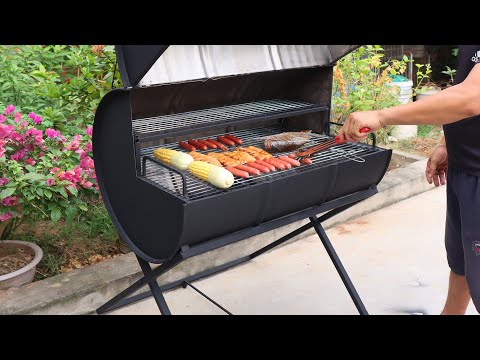 How to make a BBQ grill with iron drums