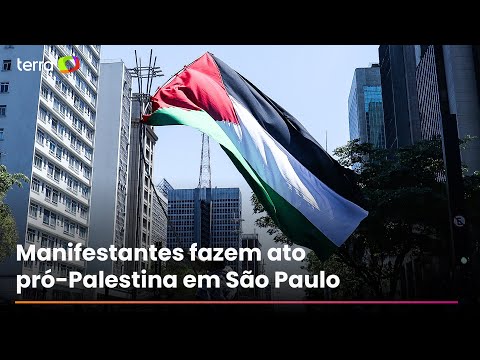 Manifestantes fazem ato pró-Palestina na Avenida Paulista