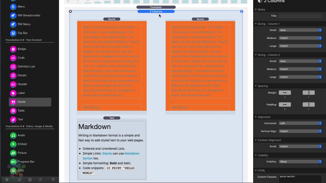 Site Styles Swatch Selectors in Foundation 6 Stacks