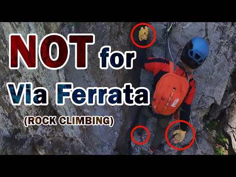 AVOID rock climbing on Via Ferrata - Big risk of falling - Keep a hand on the safety steel cable