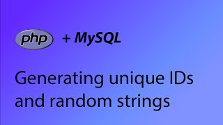 PHP &amp; MySQL Tutorial 44 - Generating unique IDs and random strings (uniqid and md5 functions)