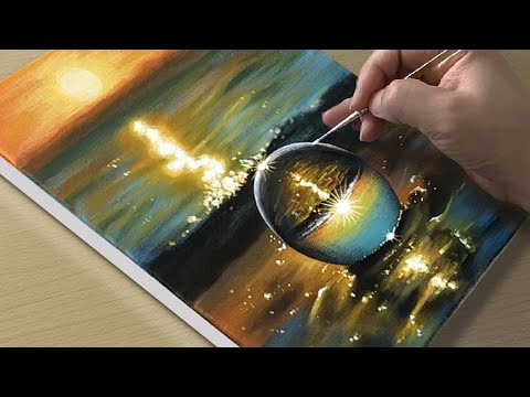 Painting a Sunset View in Crystal Ball / Acrylic Painting