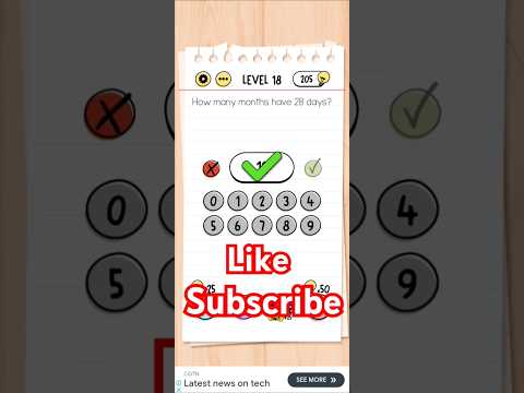 how many months have 28 days brain test level 18 #gaming #braintest