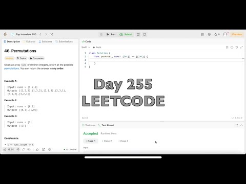 Day 255: LeetCode Problem 46. Permutations - Swift