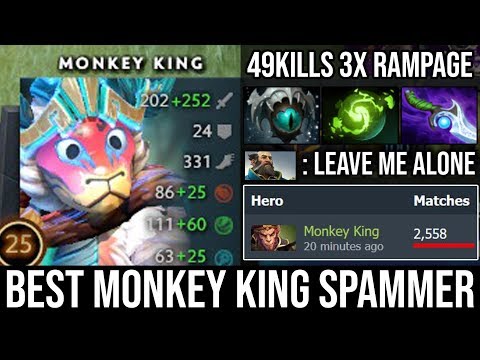 WTF 49Kills Monkey King Spammer 3X RAMPAGE Ez Destroy Kunkka Mid - NEW BEST MK SPAMMER 2019 Dota 2