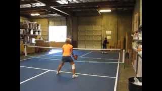 Canuck Pickleball Paddle on the court with Cookie Drake at PickleballCentral
