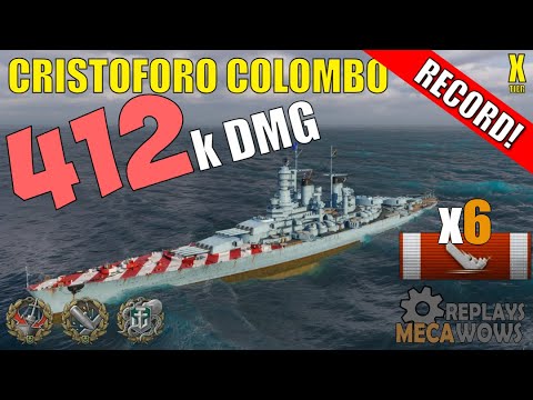 DAMAGE RECORD! Cristoforo Colombo 6 Kills & 412k Damage | World of Warships Gameplay