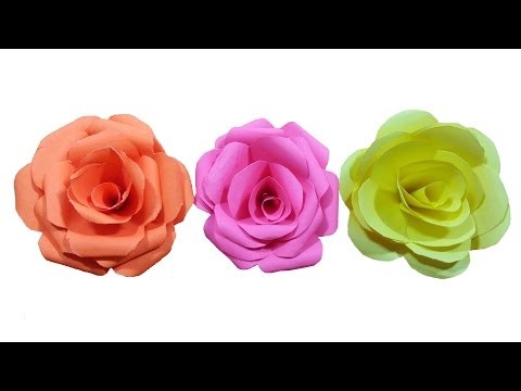 How to make paper Rose Flower (very easy) - HD Video