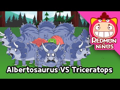 Albertosaurus vs Triceratops | Dinosaur Battle | REDMON KIDS
