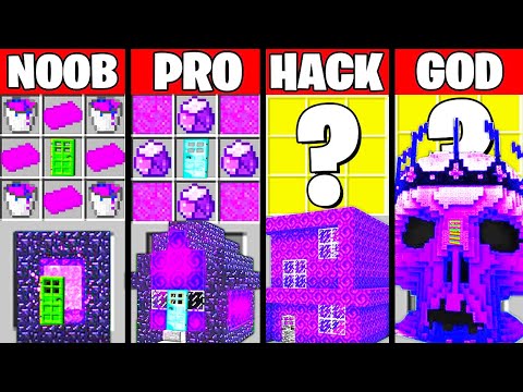 Minecraft Battle: HOUSE PORTAL CRAFTING CHALLENGE - NOOB vs PRO vs HACKER vs GOD ~ Funny Animation