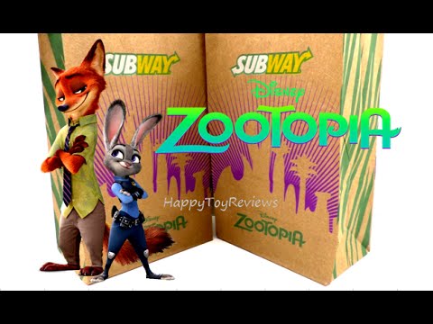 2016 SUBWAY DISNEY ZOOTOPIA MOVIE 3D KIDS MEAL BAG AND POSTER SET KIDS MEAL TOYS VIDEO REVIEW Video