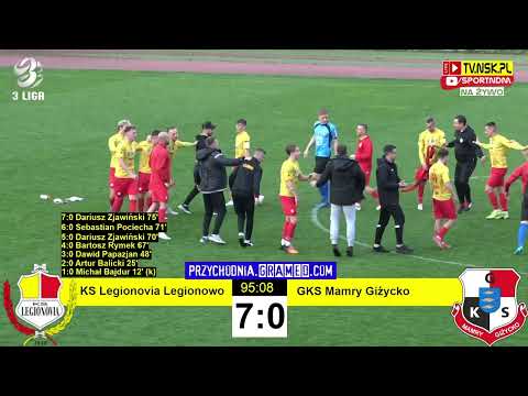 tv.nsk.pl [skrót meczu] KS Legionovia Legionowo - GKS Mamry Giżycko 7:0 (2:0) 2022-04-30 g. 17:00