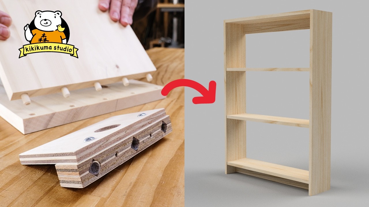 Build any size bookshelf with just one dowel jig | Detailed explanation of the joints (subtitled)