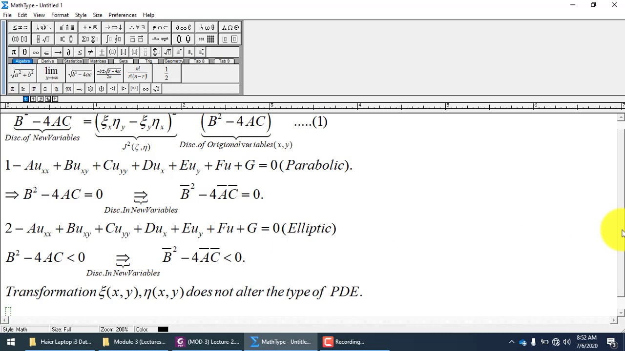 9 -Canonical Forms of Second order Partial Differential Equations, Hyperbolic Case.