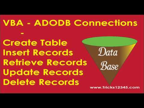 Excel VBA: ADODB - Create Insert Delete Records from Database