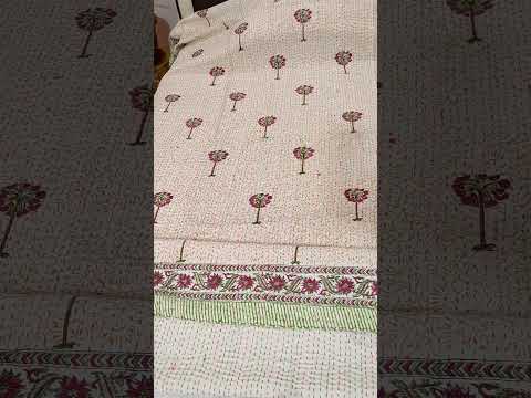 Quilted Bedspread Traditional Vintage Kantha Bedcover