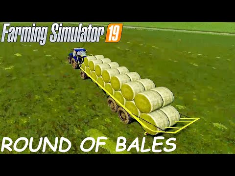 Collecting Round of Bales with Autoload Trailer | Farming Simulator 19 | Westridge Farms #16