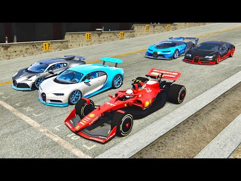 Ferrari F1 2021 vs Bugatti Supercars - Highlands