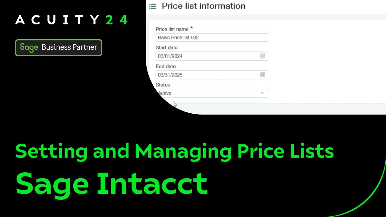 Setting and Managing Price Lists in Sage Intacct