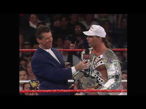 Vince McMahon interviews Shawn Michaels after winning the WWF Title at Wrestlemania XII. 1996