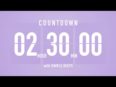 2 Hour 30 Minute Countdown Timer ⏳ Flip Clock with Bell Alerts 💜🔔