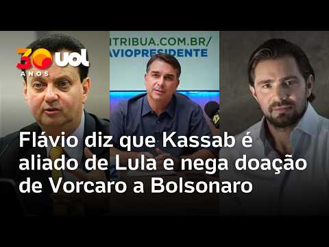 Flávio Bolsonaro diz que Kassab é aliado de Lula e nega doação de Vorcaro a seu pai