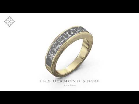 FT35 -  18K Gold Princess Diamond Half Eternity Ring 1.50CT