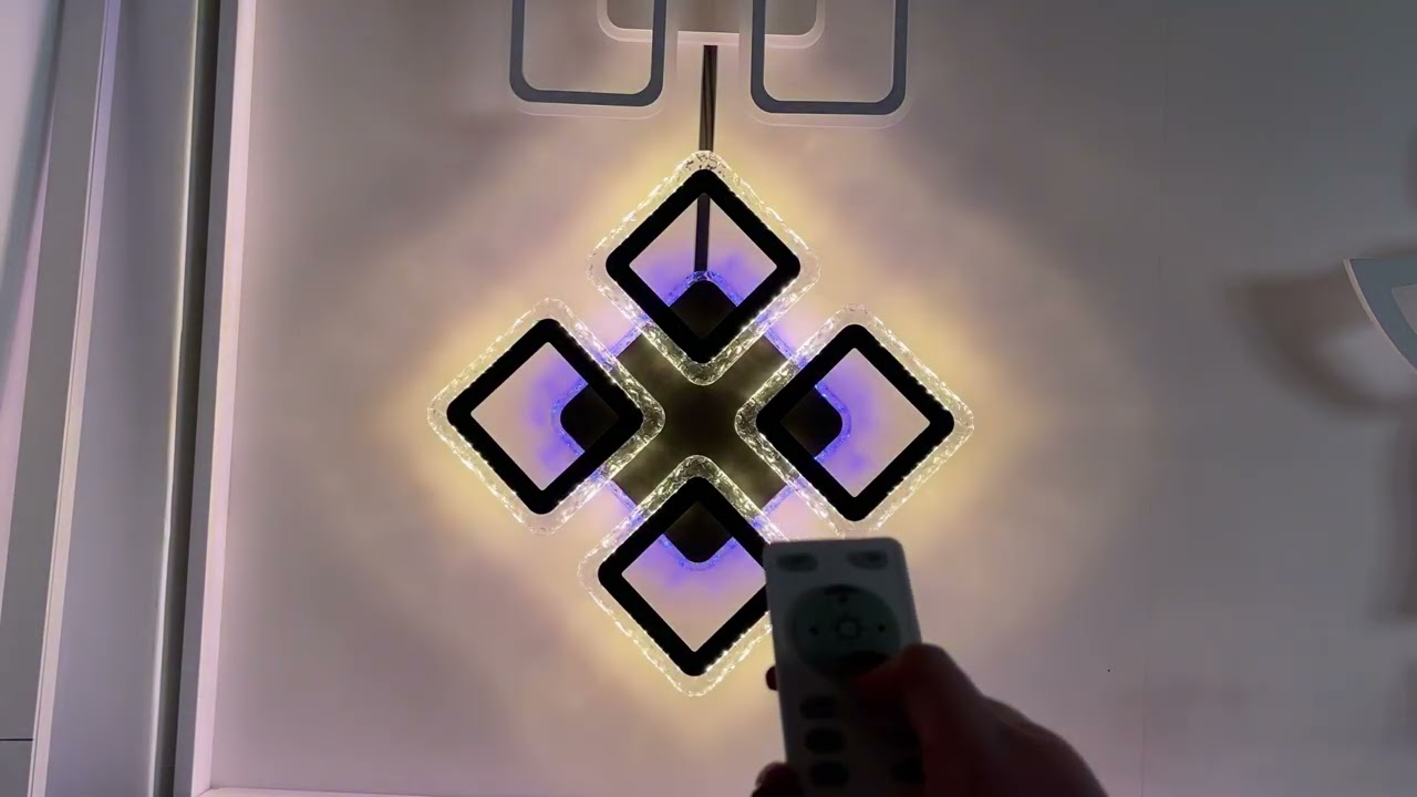 Світлодіодна LED люстра ROOM ICE RGB 70W 4S-APP-385x385x75-BLACK-220-IP20 Esllse