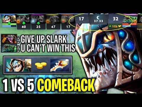 1 VS 5 COMEBACK SLARK SO POWERFULL WITH CRAZY AGILITY STEAL | DOTA 2