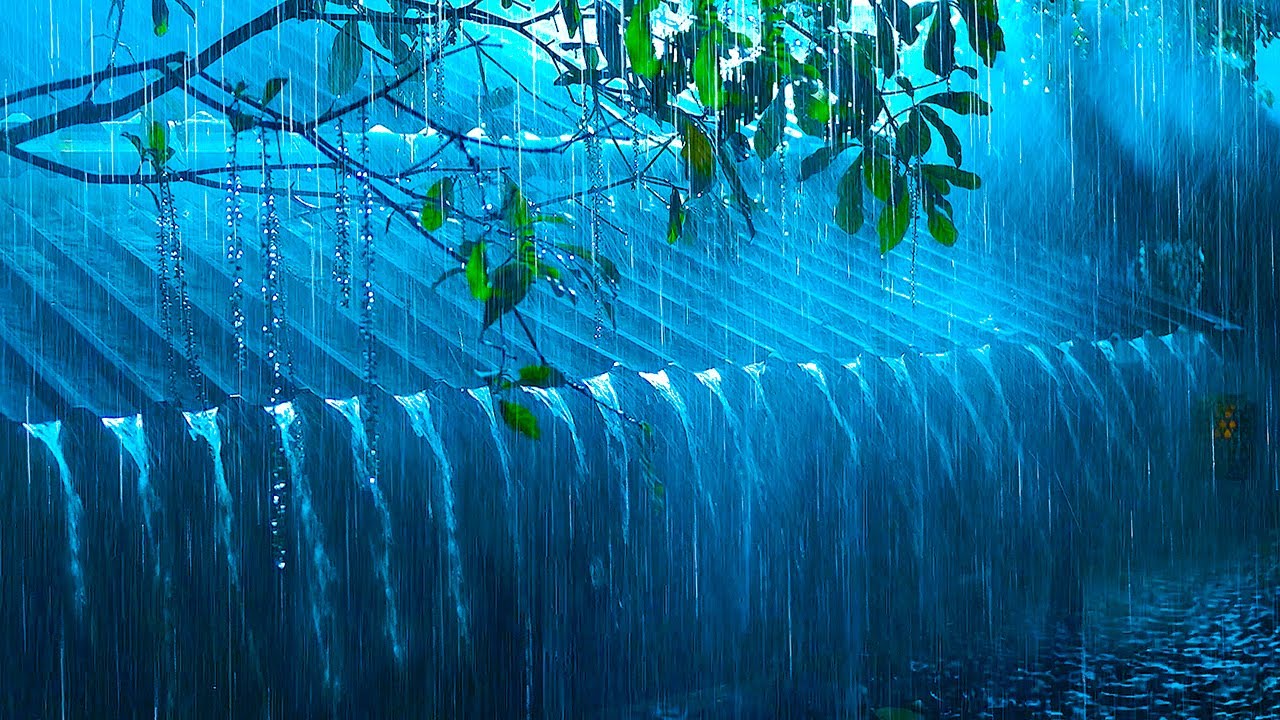 Maximum Relaxation and Sleep Well with Torrential Rain & Distant Thunder on a Tin Roof at Night