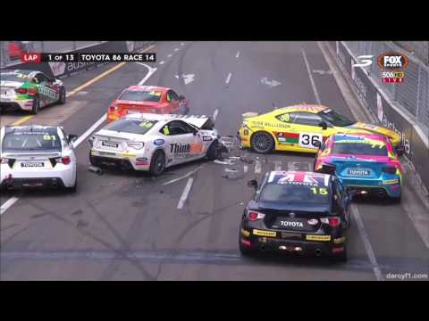 Toyota 86 Racing Series 2016. Race 2 Homebush Street Circuit. Start Pile Up