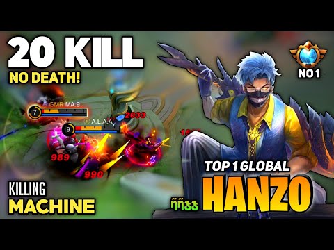 20 KILL! No Death, Hanzo Hypercarry Perfect Gameplay [Top 1 Global Hanzo] By ῆῆჯჯ - Mobile Legend