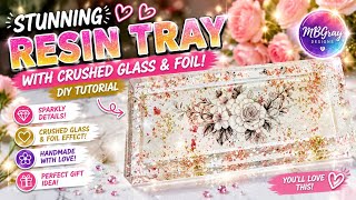 STUNNING Resin Tray DIY ✨ Crushed Glass & Foil Resin Art Tutorial