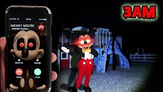 CALLING MICKEY MOUSE ON FACETIME AT 3AM | MICKEY MOUSE GHOST FOUND IN A PLAYHOUSE AT 3AM!