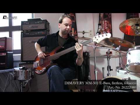 DIMAVERY MM-501 E-Bass, fretless, tobacco