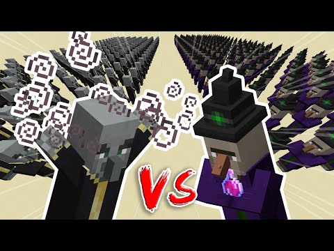 100 Evokers Vs 100 Witches - Minecraft Mob Battle [Minecraft]