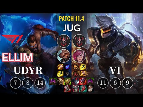 T1 Ellim Udyr vs Vi Jungle - KR Patch 11.4