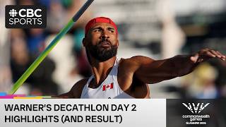 Every Damian Warner event from day 2 of the decathlon including the 1500m race end at Glasgow 2026