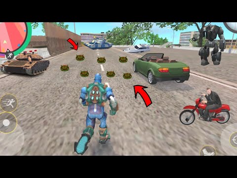 Rope Hero: Vice Town - (Robot Car Run on Landmine) Red Landmine on Army Base Threshold - Gameplay HD