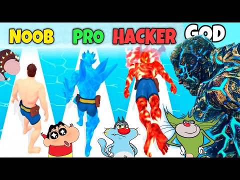 Noob vs Pro vs Hacker vs God In DNA Evolution Run Game | Funny Gameplay Video With Oggy and Jack