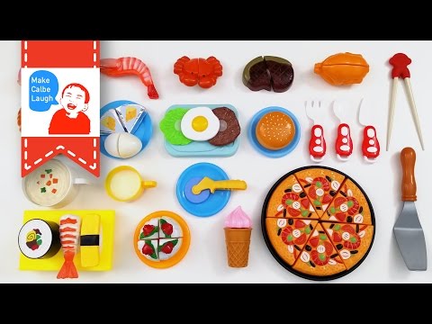 Velcro Food Toy Cutting Pizza Hamburger Plastic Cooking Playset for teaching children Video