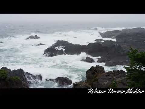 8 horas de chuva com ondas do mar para Relaxar Dormir Meditar