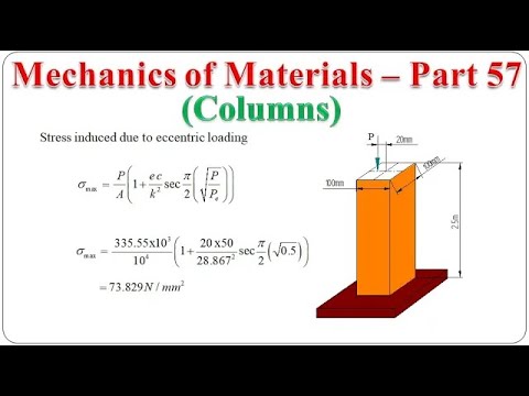Mechanics of Materials - Part 57 (Secant formula - Columns) | BME301