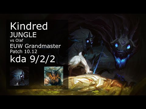 Kindred vs Olaf Jungle - EUW Grandmaster 9/2/2 Patch 10.12 Gameplay
