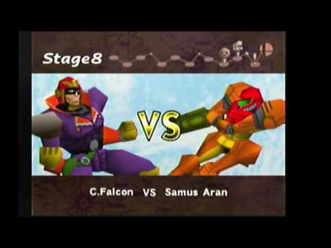 Super Smash Bros. Speedrun in 7:47 Falcon 1 Stock Very Hard N64-US by mo_moe
