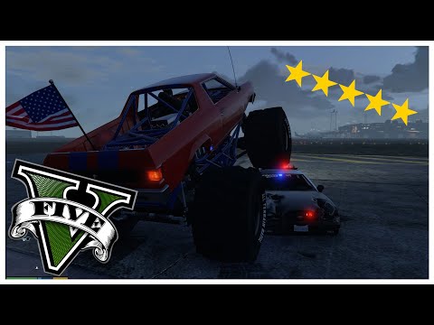 INSANE GTA V 5 STAR POLICE CHASE VS MONSTER TRUCK