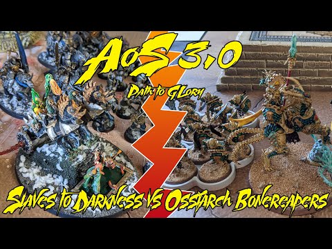 AoS 3.0 Ossiarch Bonereapers vs Slaves to Darkness Path to Glory